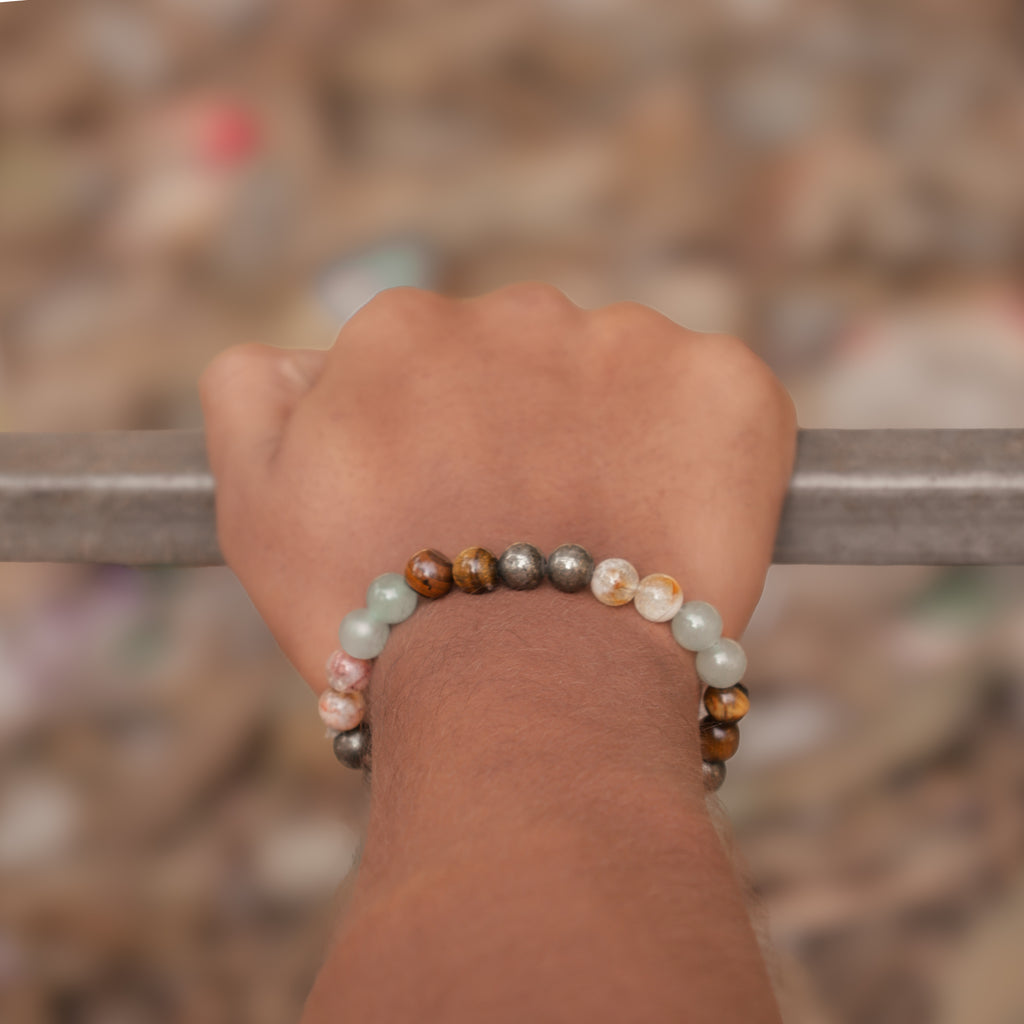 Money Magnet Bracelet - Pyrite, Citrine, Tiger Eye, Green Aventurine Beads